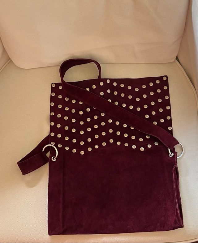 Borsa Camoscio bourdeaux - Borchie Argento