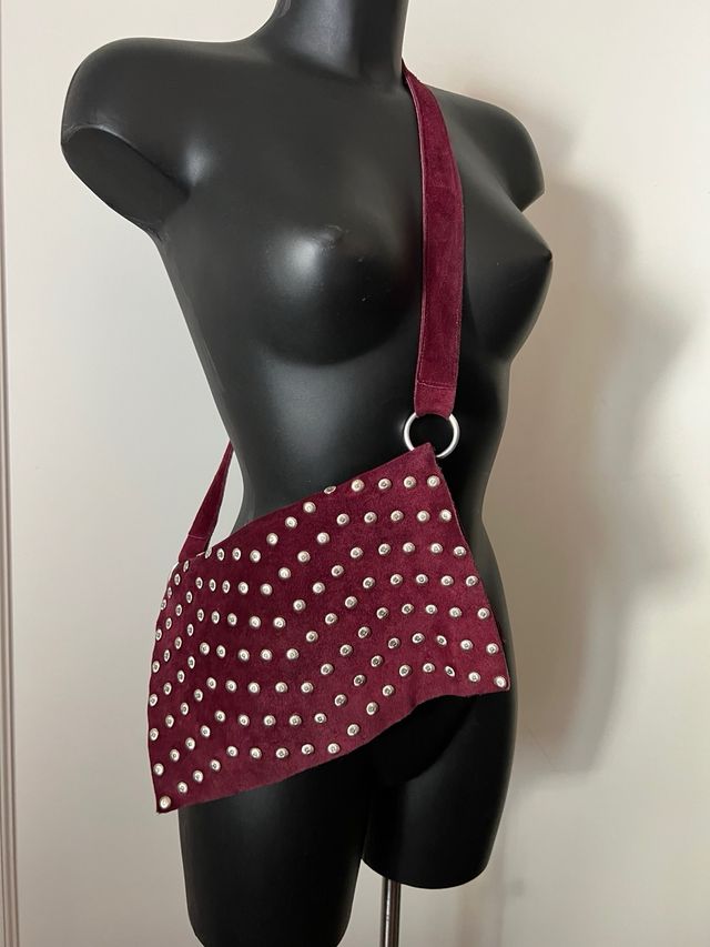 Borsa Camoscio bourdeaux - Borchie Argento