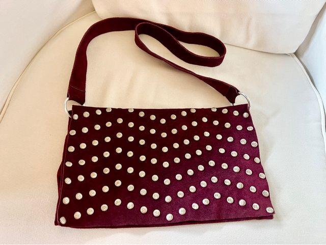 Borsa Camoscio bourdeaux - Borchie Argento