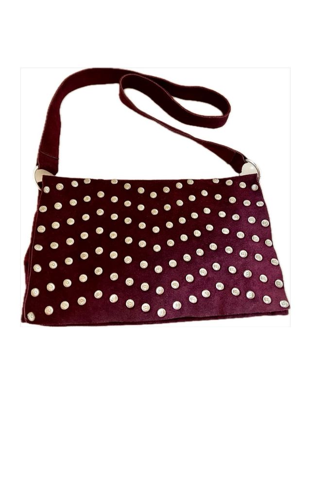 Borsa Camoscio bourdeaux - Borchie Argento