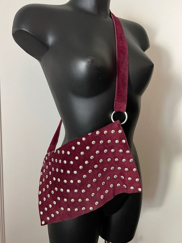 Borsa Camoscio bourdeaux - Borchie Argento