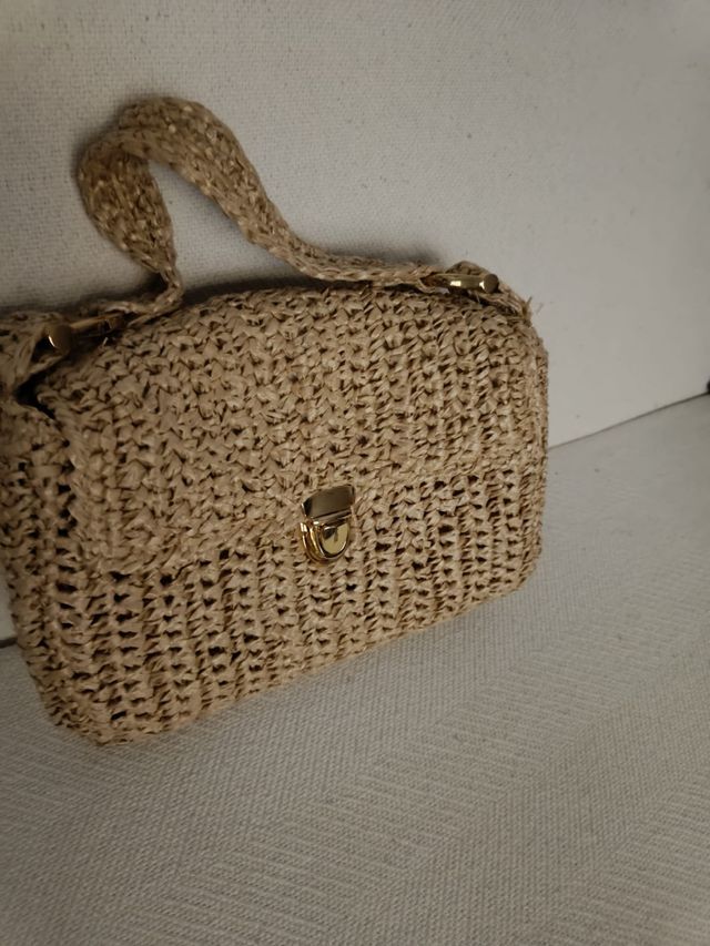 Bolso rafia beige