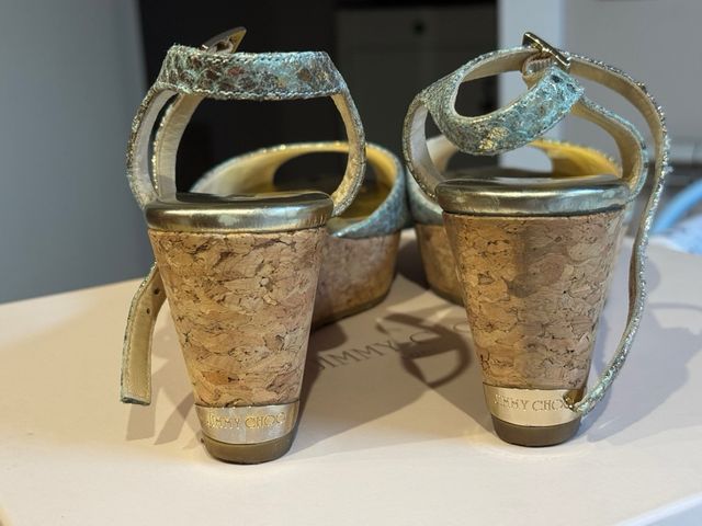 Sandalias Jimmy Choo azul y dorado