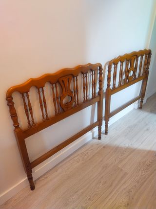 2 Cabezales cama madera marrón