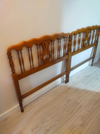 2 Cabezales cama madera marrón