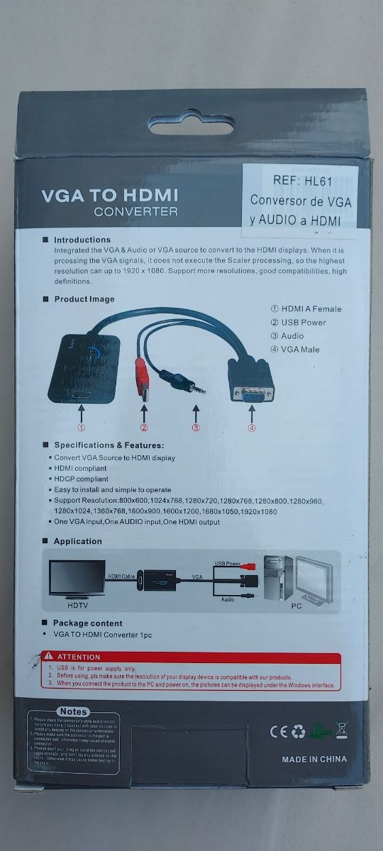Conversor VGA a HDMI con audio