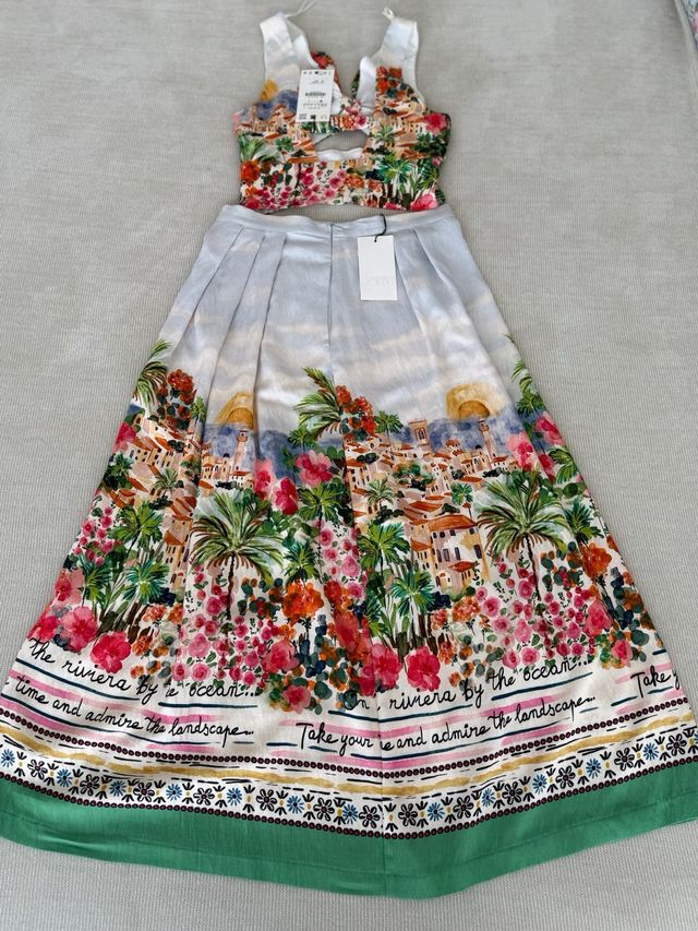 Conjunto Zara estampado multicolor.
Talla XS / M