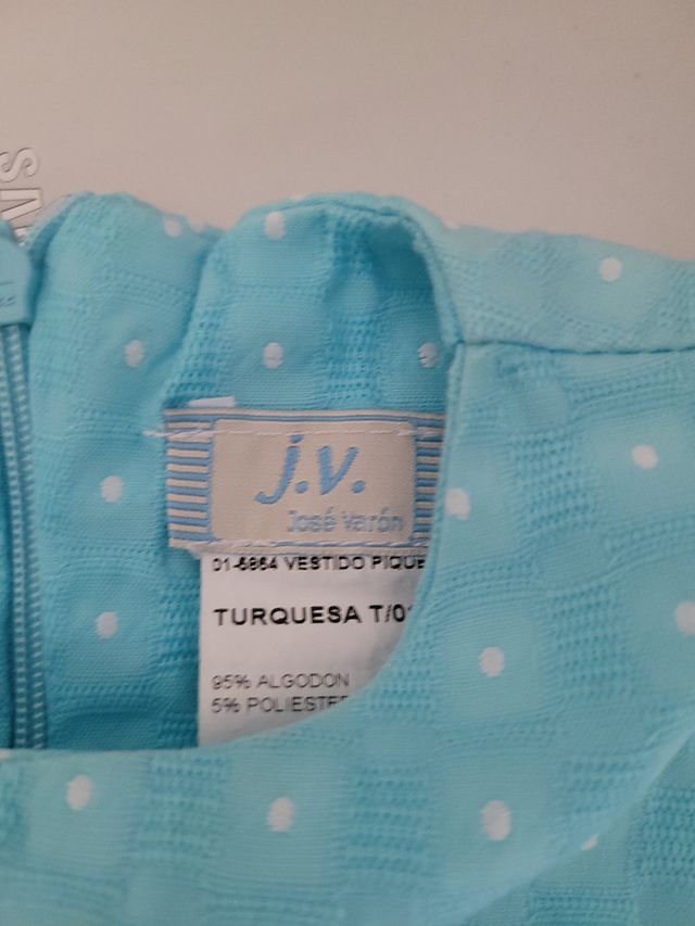 Vestido niña J.V. lunares turquesa T10