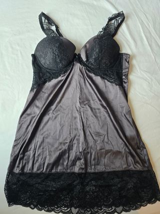 Camisón negro y gris - lencería
