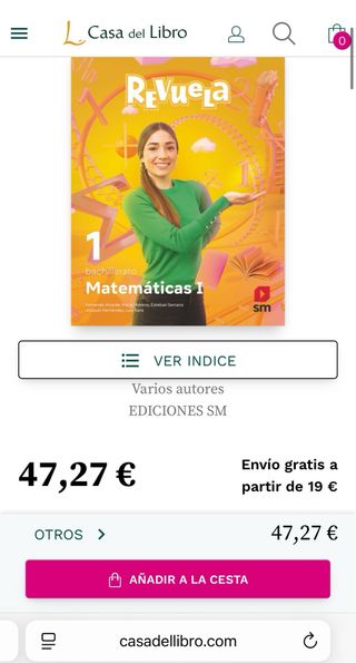 Matemáticas 1 Bachillerato. Editorial Revuela.