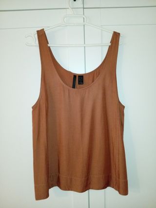 Top de  Mango marrón fluido