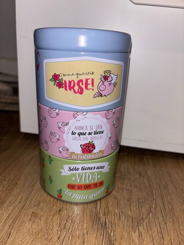 Set 3 botes metálicos decorativos