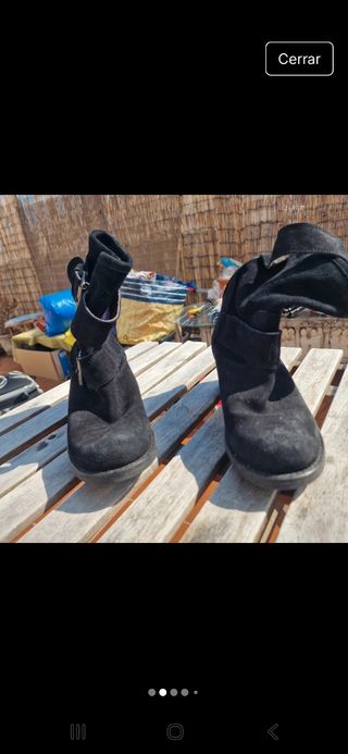 Botines negros de ante, mujer 