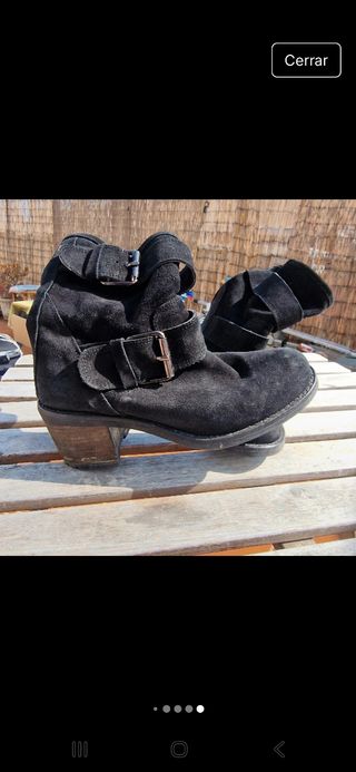 Botines negros de ante, mujer 