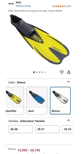 Aletas buceo SEAC nuevas talla 36/37