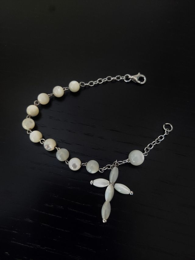 Bracciale madreperla argento croce