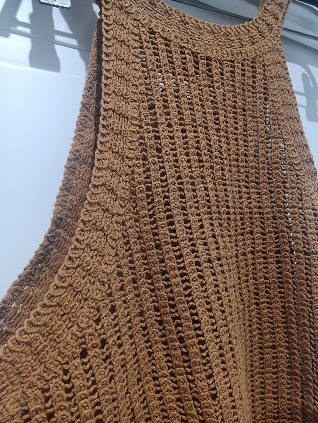 Top MNG marrón tejido