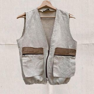 Gilet lino vintage beige