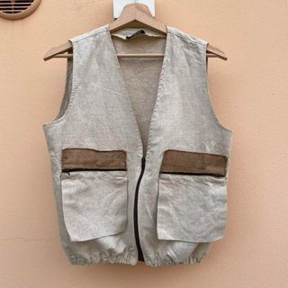 Gilet lino vintage beige