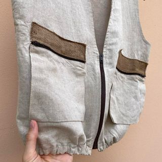 Gilet lino vintage beige