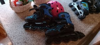 Patines línea infantiles + casco talla 33 al 36