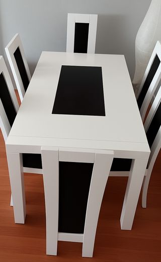 Mesa Comedor 6 Sillas Blanco-Negro