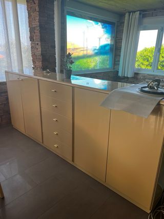 Comedor extensible beige 8 comensales