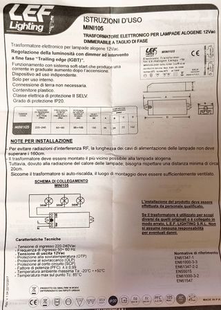 Trasformatore Easyteq ETQMINI105 35-105W