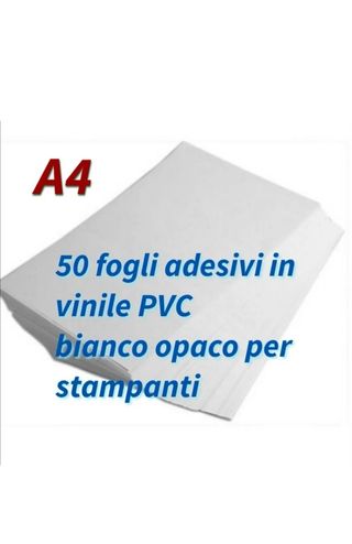 50 fogli adesivi  formato A4 in PVC Bianco