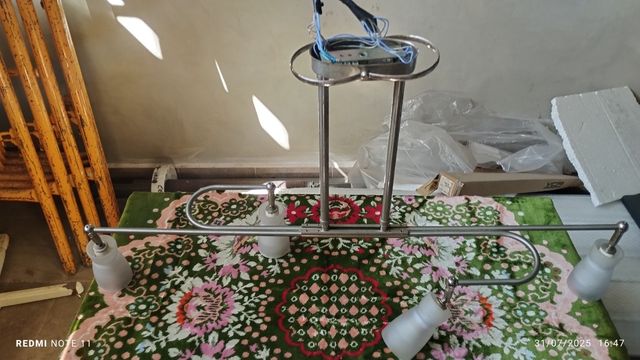 Lampara techo 4 luces plata