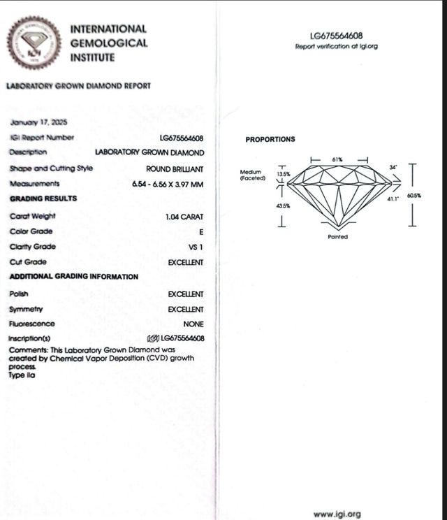 Solitario Diamante 1.04ct E VS1 Oro blanco 18k