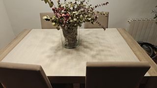 Mesa comedor madera -ceramica beige/marrón
