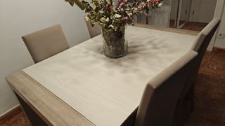 Mesa comedor madera -ceramica beige/marrón