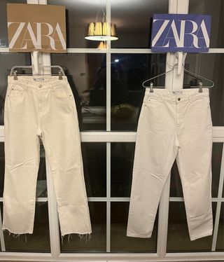 2 Pantalones ZARA Mum Fit blancos Talla 36 nuevo