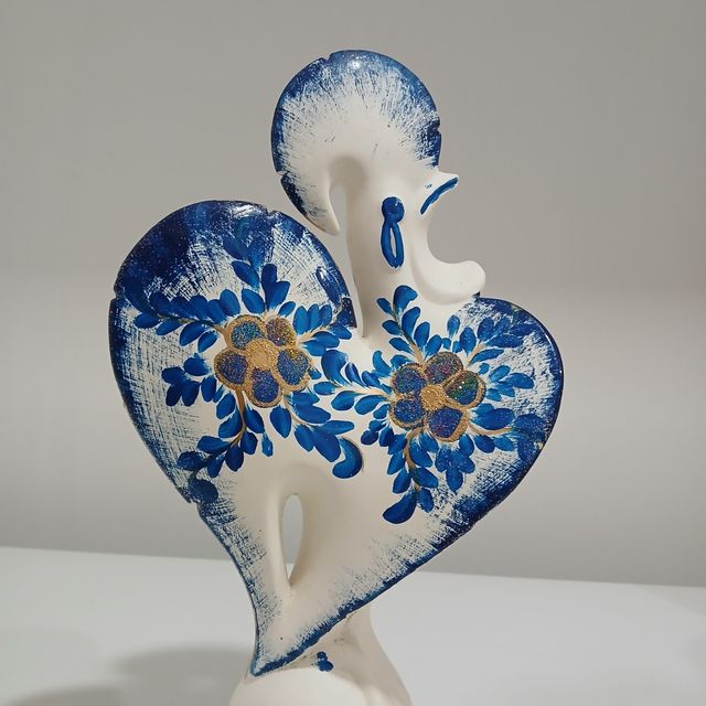 Galo azul pintado à mão