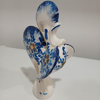 Galo azul pintado à mão