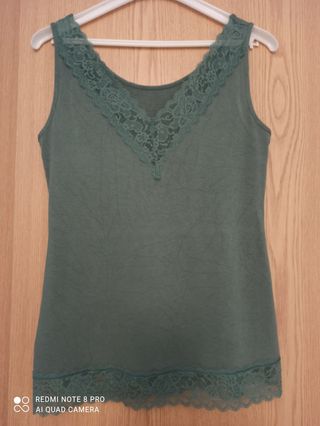 Camiseta Tezenis verde oliva - encaje