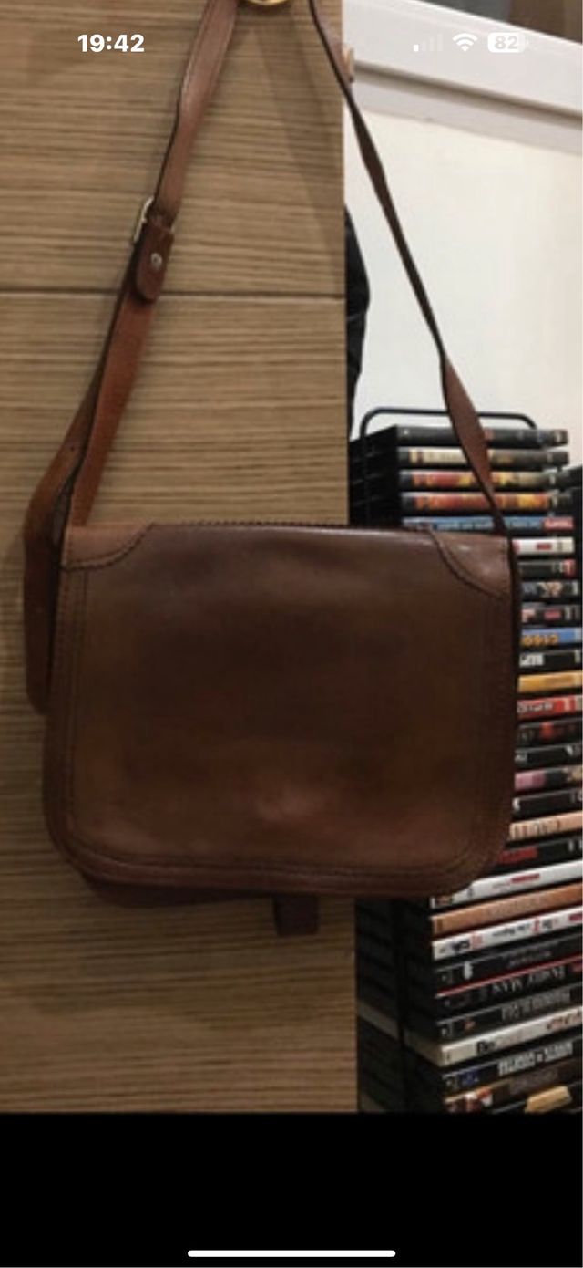 Borsa a tracolla in pelle marrone