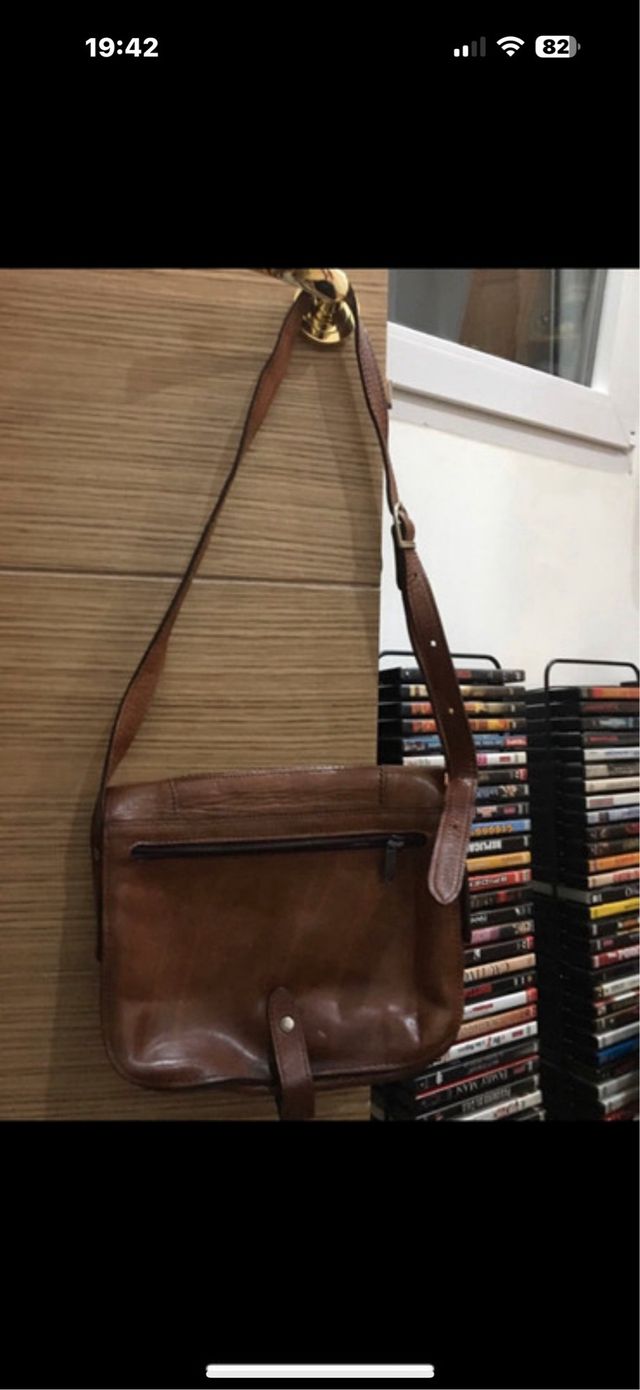 Borsa a tracolla in pelle marrone