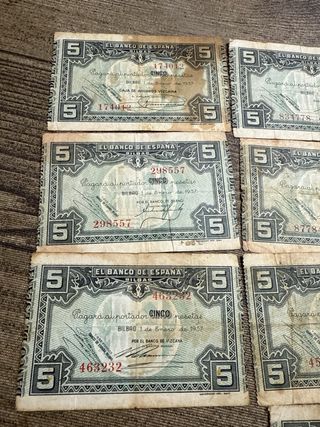 11 Billetes 5 Pesetas España 1937