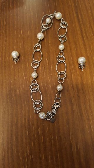 Gargantilla y pendientes plata