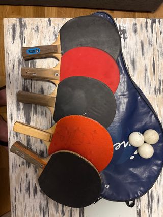 5 Palas Ping Pong + 3 Pelotas + Funda