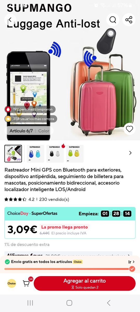 Rastreador GPS Bluetooth Supmango