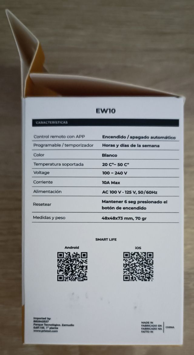 Enchufe inteligente Prixton EW10 WiFi Smart Plug