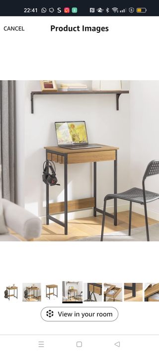 Escritorio madera-metal 60x40cm y silla negra