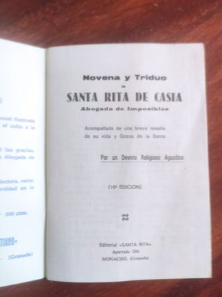 Novena y Tríduo a Santa Rita de Casia