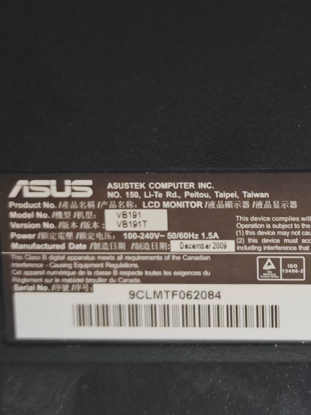 Monitor ASUS VB191T LCD
