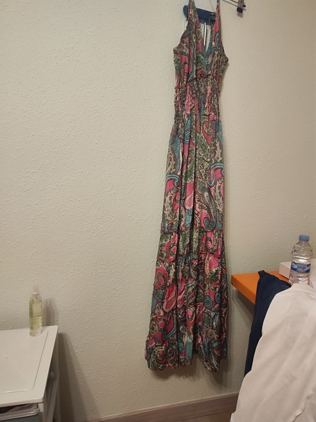 Vestido largo estampado paisley