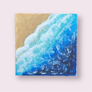 Cuadro acrílico - Olas playa pintado a mano