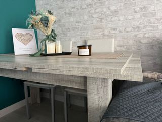 Mesa salon extensible gris - madera